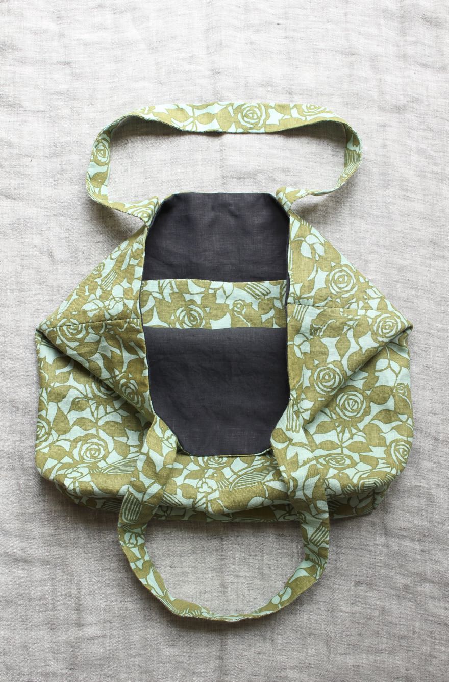 かたかけトートバック薔薇と鳩セット　セージ×モス